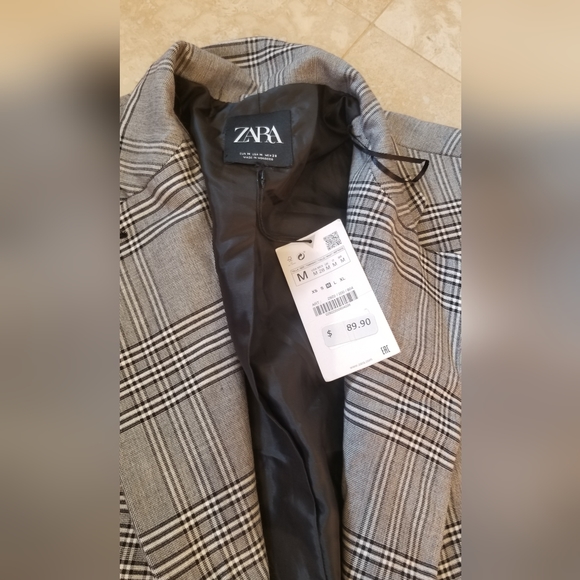 Zara Women's Plaid Blazer M - Picture 2 of 9